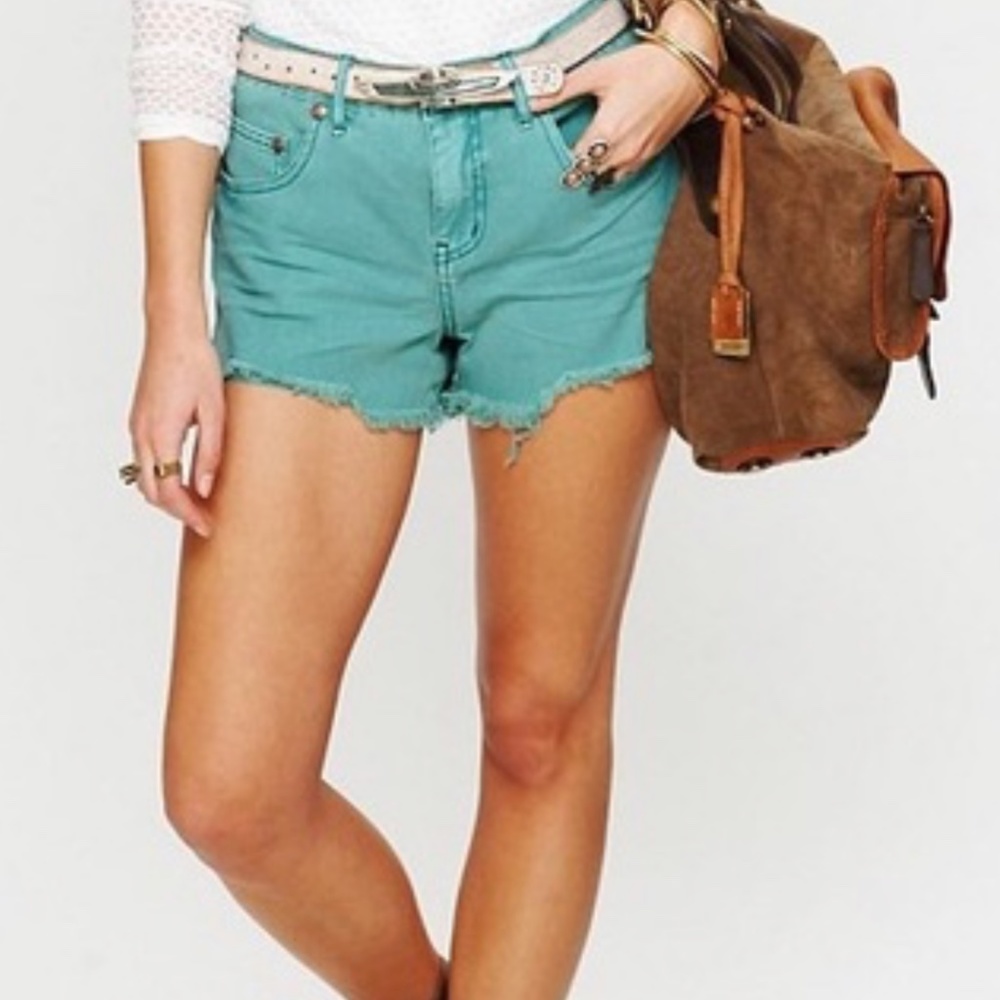 Free People Teal Cutoff shorts